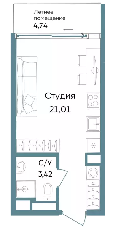 квартира-студия, 29.17 м - Фото 0
