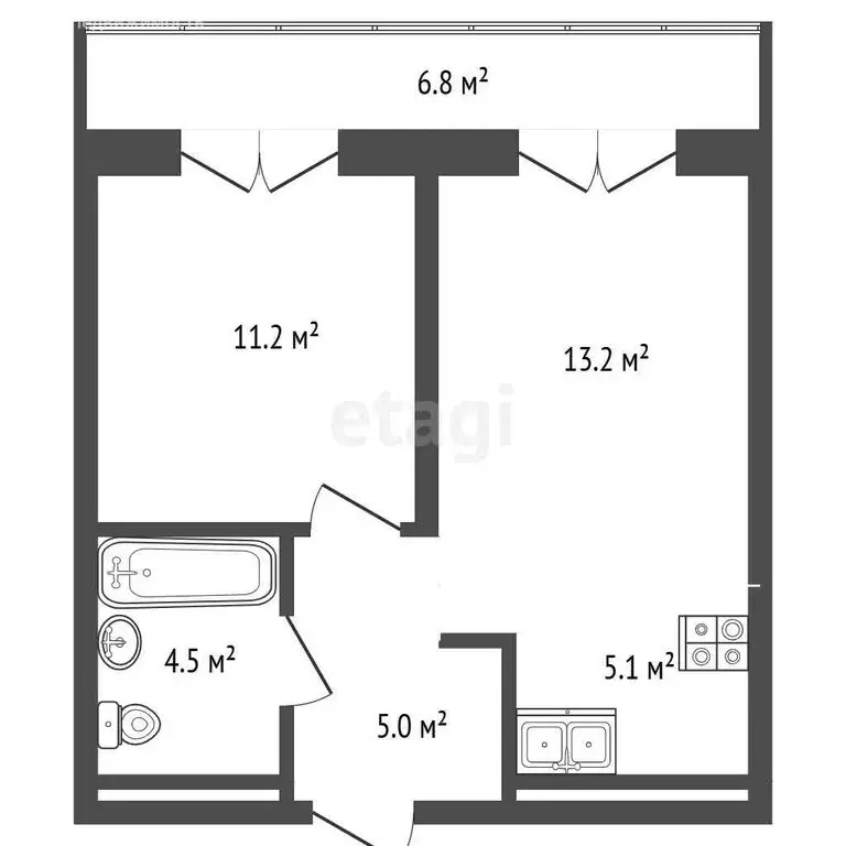 1-комнатная квартира: Тюмень, Причальная улица, 5 (38.9 м) - Фото 1