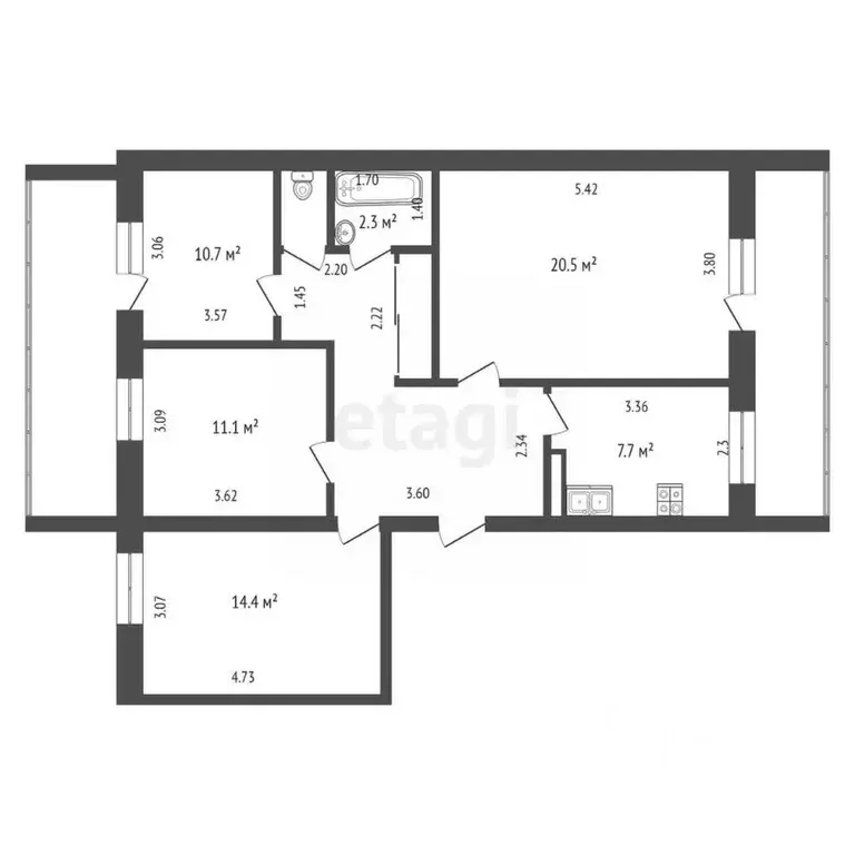 4-к кв. Тамбовская область, Тамбов городской округ, пос. Строитель, ... - Фото 2