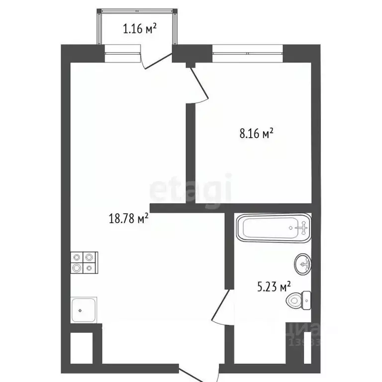 1-к кв. Тюменская область, Тюмень ул. Геннадия Райкова, 19 (32.0 м) - Фото 2