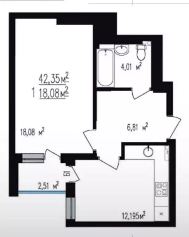 Продаётся 1-к квартира, 42 м - Фото 0