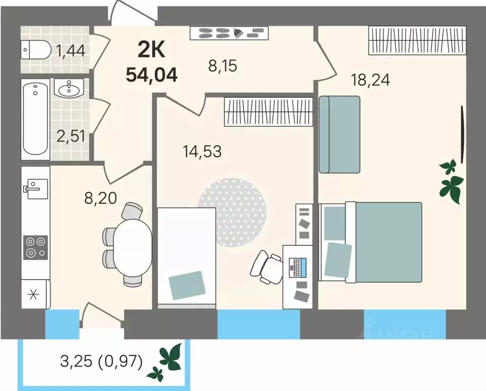 2-к кв. Пермский край, Пермский муниципальный округ, с. Култаево ул. ... - Фото 1