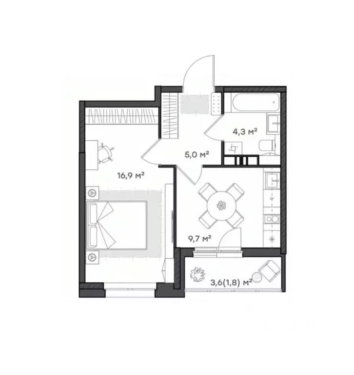 1-к кв. Ярославская область, Ярославль Тутаевское ш., 93Б (37.7 м) - Фото 0