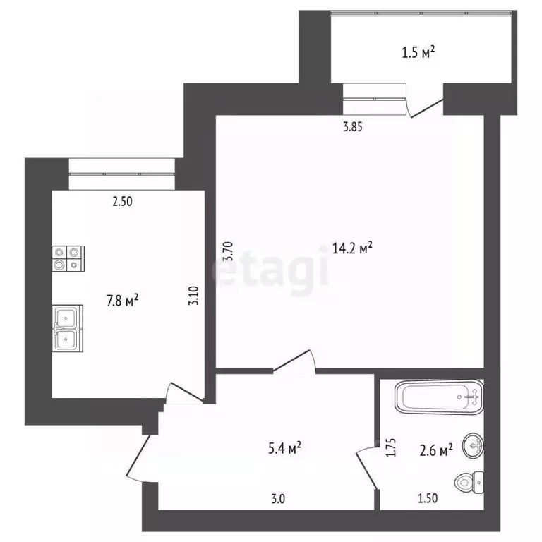 1-к кв. Мордовия, Саранск ул. Фридриха Энгельса, 15к7 (30.0 м) - Фото 2