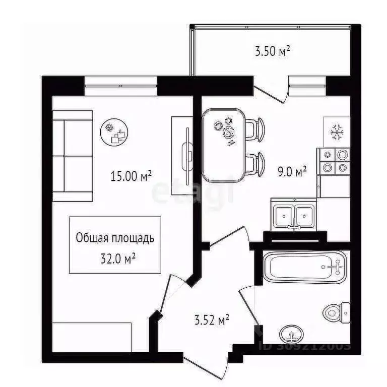 1-к кв. Новосибирская область, Новосибирск Стартовая ул., 1 (32.0 м) - Фото 1