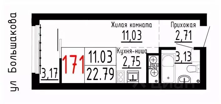 Студия Свердловская область, Екатеринбург Парковый мкр, Лувр жилой ... - Фото 0