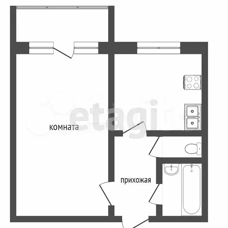 1-к. квартира, 36 м, 4/9 эт. - Фото 0