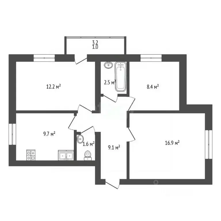 3-к кв. Вологодская область, Вологда ул. Летчика Каберова, 7 (61.0 м) - Фото 2