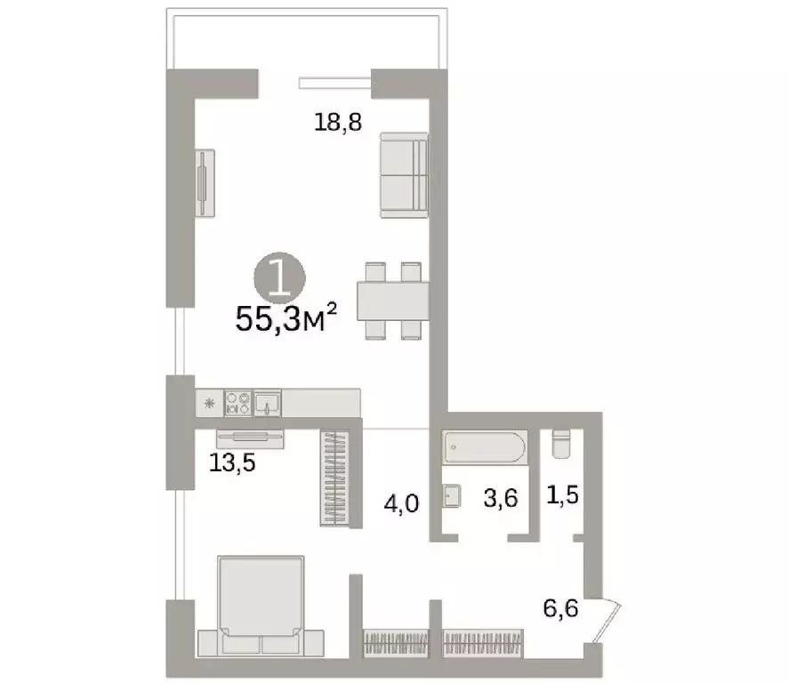 1-комнатная квартира: Новосибирск, ул. Бронная, стр. 4 (55.3 м) - Фото 0