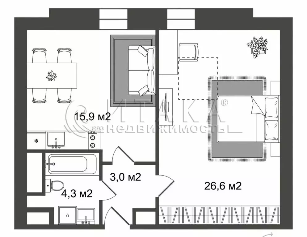 1-комнатная квартира: Санкт-Петербург, Челябинская улица, 37 (49.7 м) - Фото 1