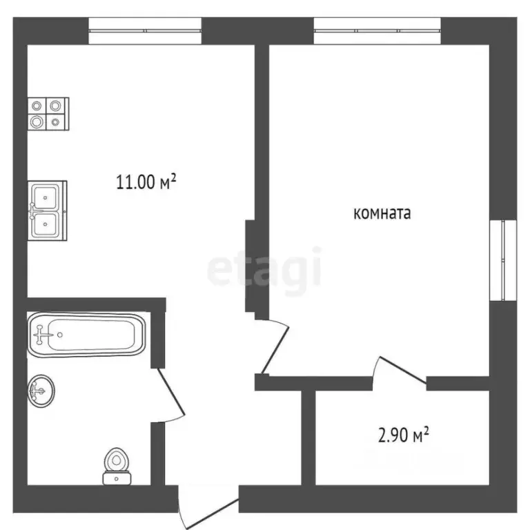 1-к кв. Тюменская область, Тюмень ул. Республики, 204к12 (35.3 м) - Фото 1