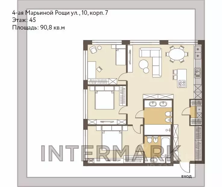 3-к кв. Москва ул. 4-я Марьиной рощи, 10 (90.8 м) - Фото 2