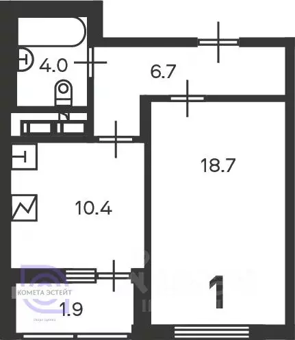 1-к кв. Москва Кусковская ул., 12/1 (39.8 м) - Фото 2