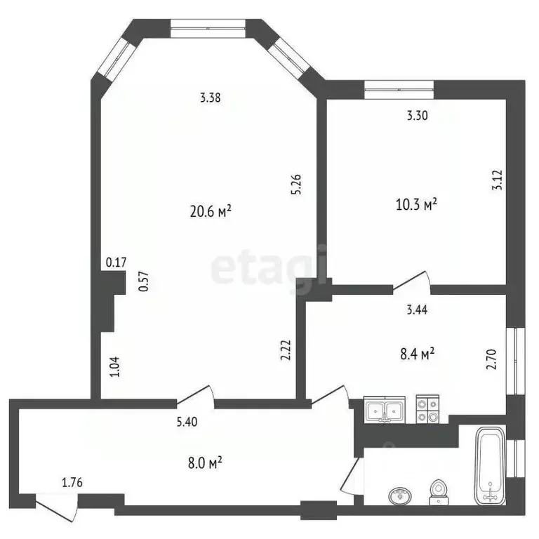 2-к кв. Калужская область, Калуга ул. Гурьянова, 17 (49.2 м) - Фото 2