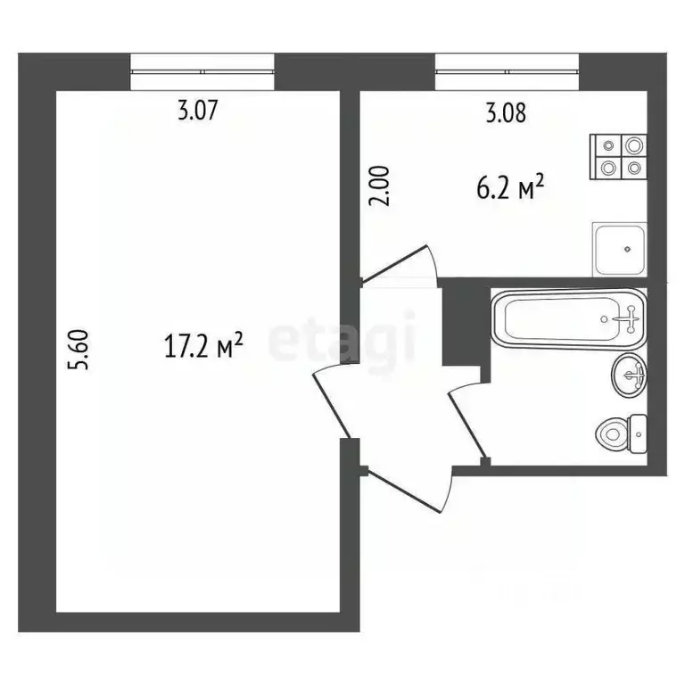 1-к кв. Камчатский край, Вилючинск Северный мкр, 12 (29.1 м) - Фото 2