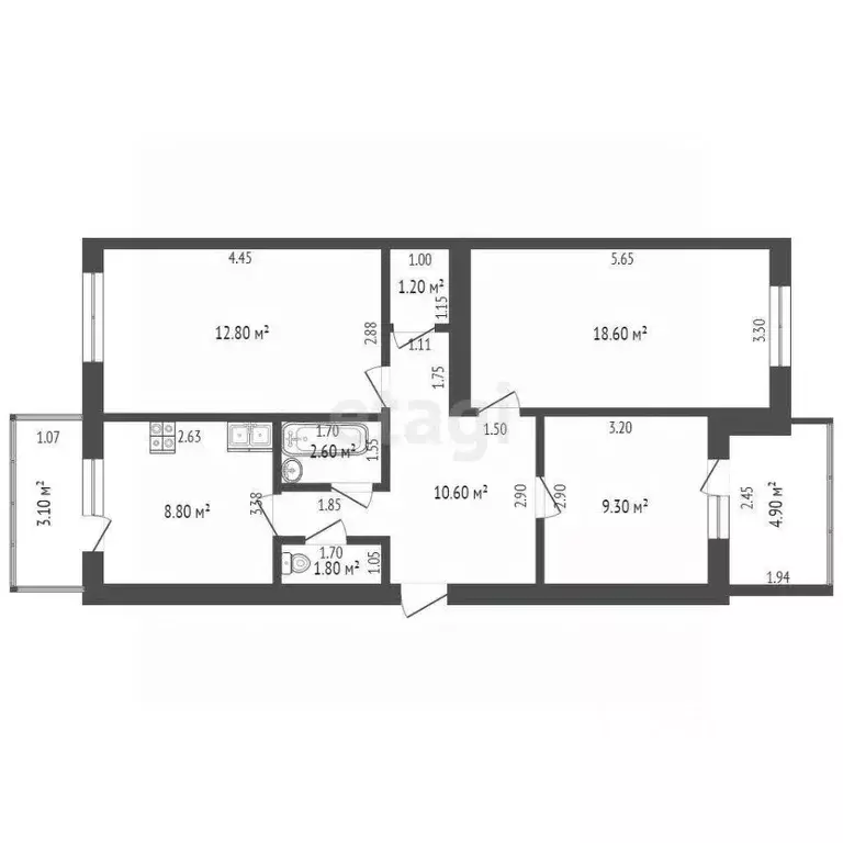 3-к кв. Краснодарский край, Геленджик ул. Свердлова, 30 (65.7 м) - Фото 1
