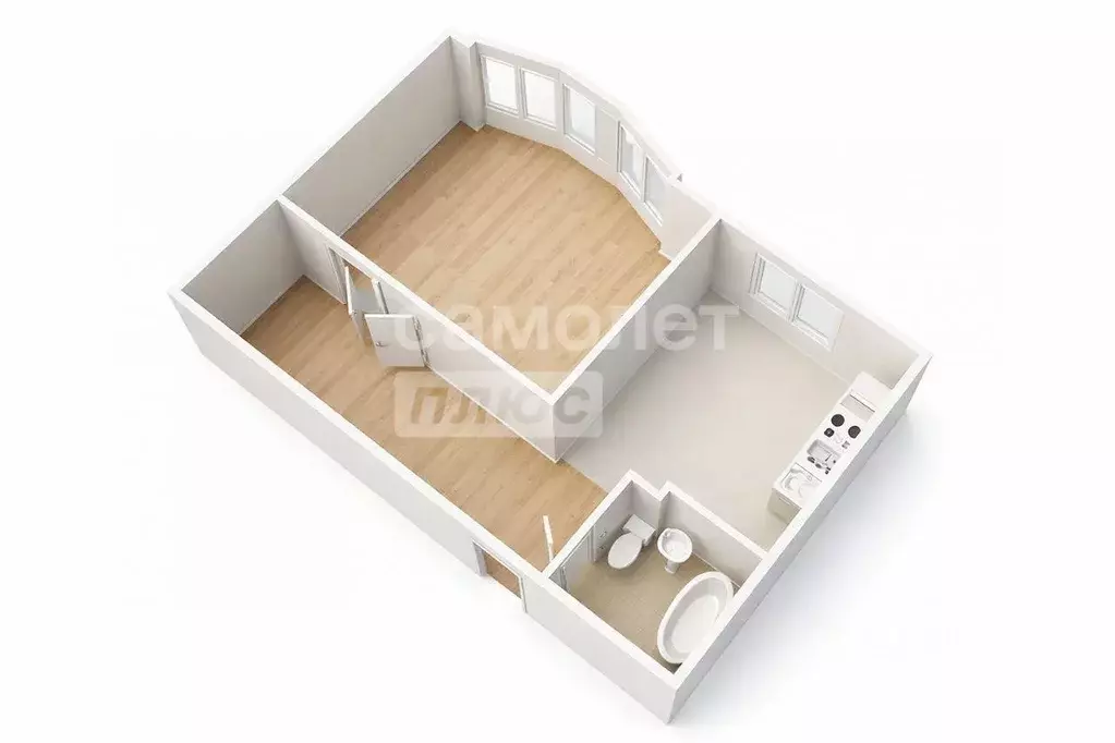 Квартира, 1 комната, 50.8 м - Фото 1