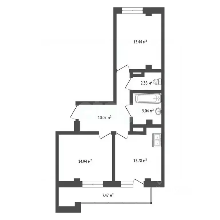 2-к кв. Тюменская область, Тюменский муниципальный округ, д. Патрушева ... - Фото 1