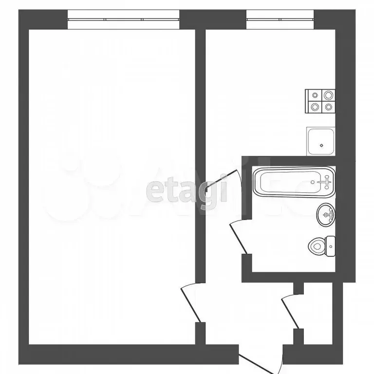 1-к. квартира, 29 м, 2/5 эт. - Фото 0