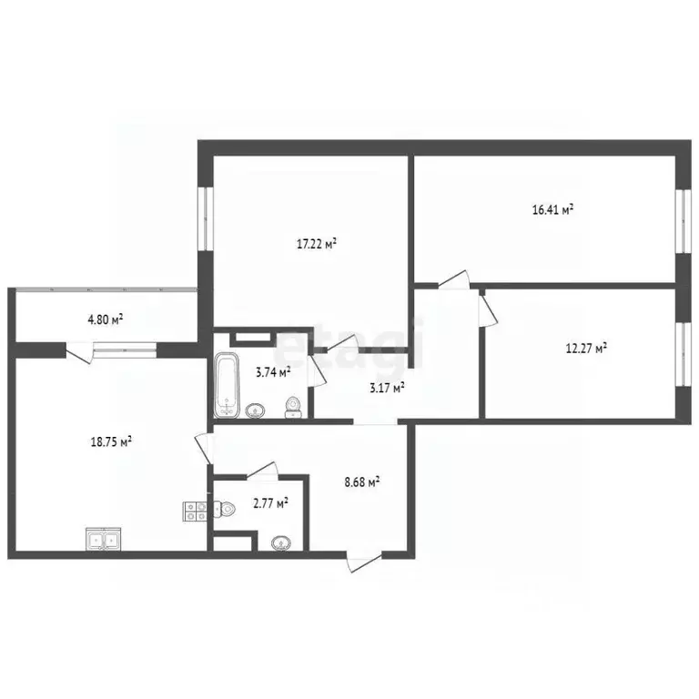 3-к кв. Тюменская область, Тюмень ул. Алматинская, 5 (87.01 м) - Фото 2