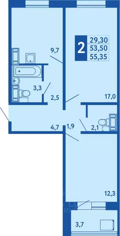 2-к кв. Башкортостан, Уфа Дема жилрайон, Новая Дема жилой комплекс ... - Фото 1