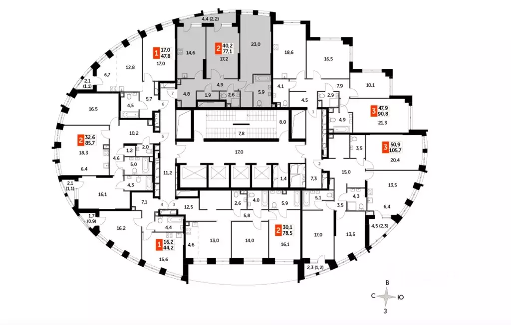 3-к кв. Москва Сидней Сити жилой комплекс, к2/2 (77.0 м) - Фото 0