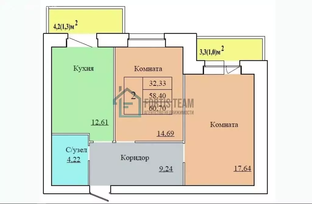 2-комнатная квартира: Ярославль, улица Белинского, 17А (60.7 м) - Фото 0