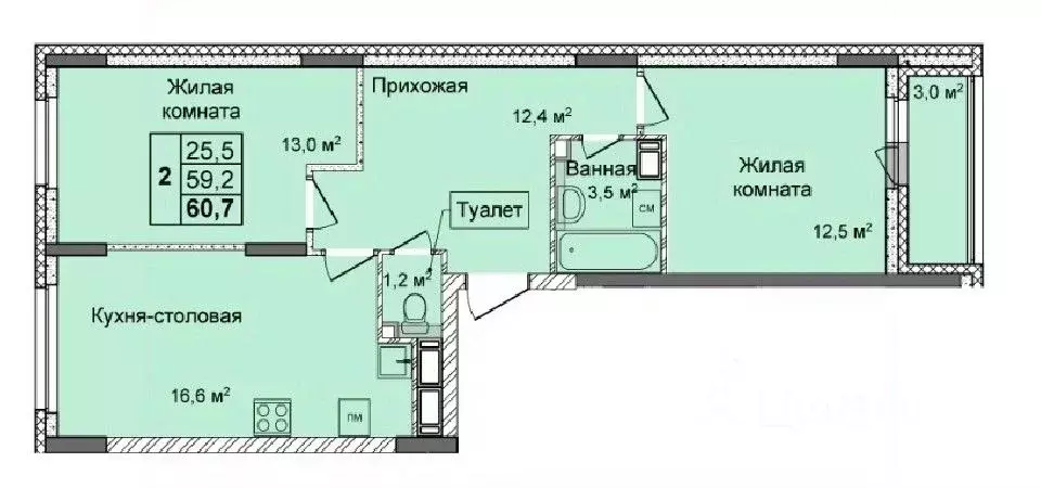 2-к кв. Нижегородская область, Нижний Новгород Кооперативный поселок ... - Фото 0