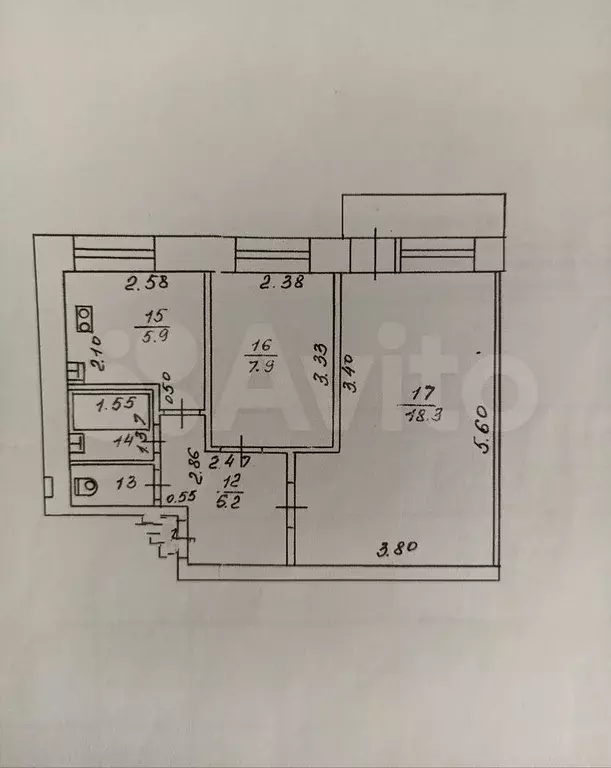 2-к. квартира, 42 м, 5/5 эт. - Фото 0