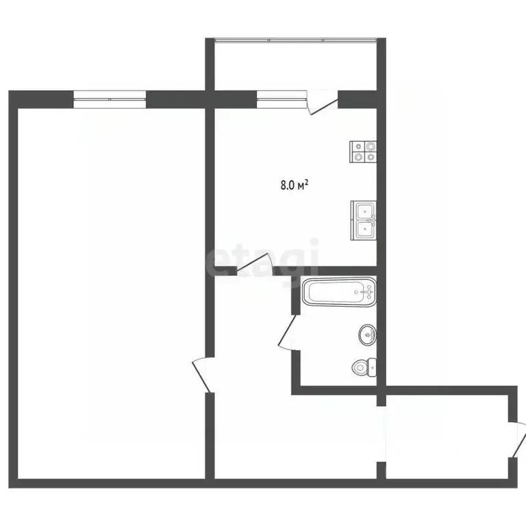 1-к кв. Костромская область, Нерехта Пролетарская ул., 47 (37.5 м) - Фото 1