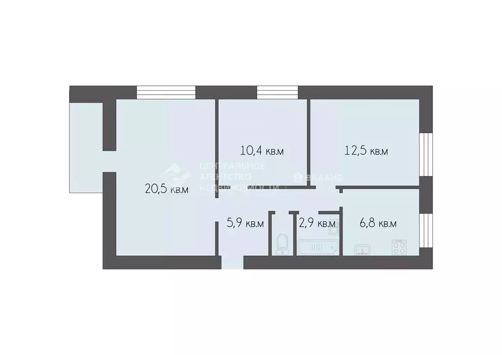3-к кв. Рязанская область, Рязань Московский р-н, ул. Юбилейная, 17 ... - Фото 2