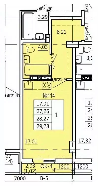 Студия Курская область, Курск Театральная ул., 18 (29.28 м) - Фото 1