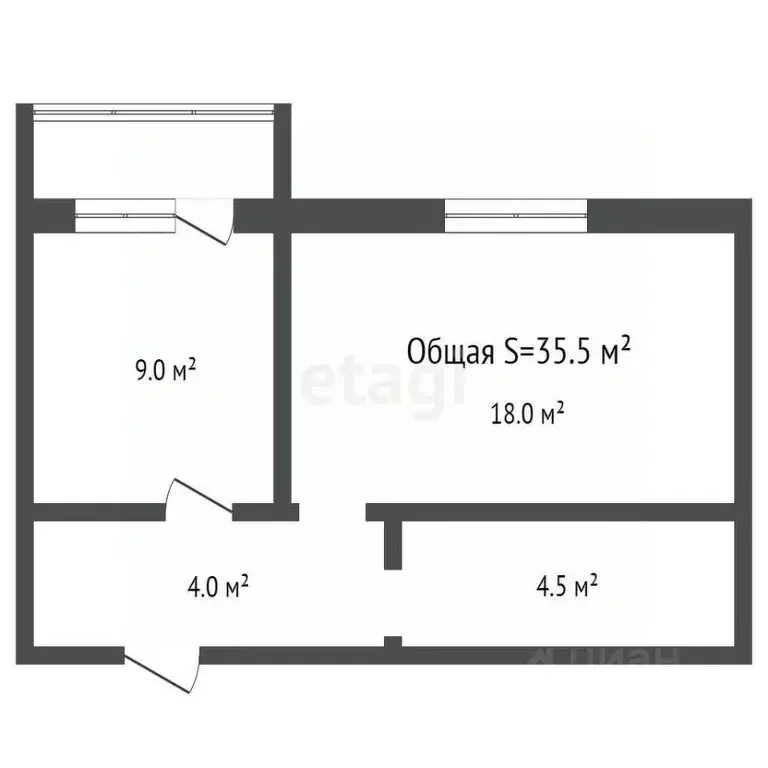 1-к кв. Брянская область, Брянск ул. Медведева, 56к1 (35.5 м) - Фото 1