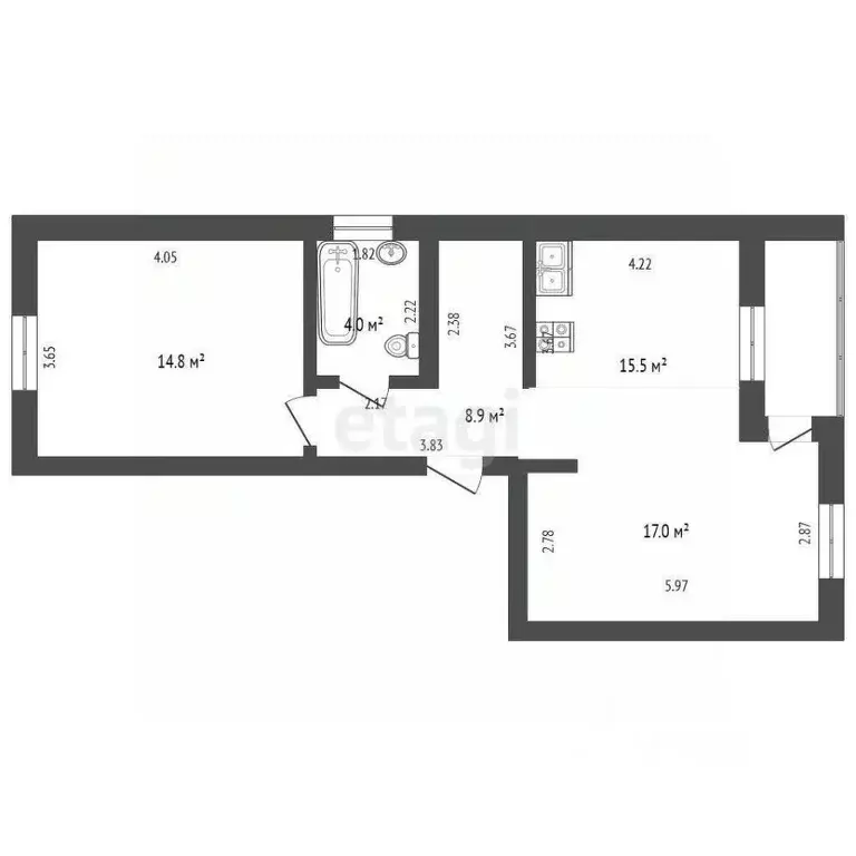 2-к кв. Архангельская область, Котлас ул. Орджоникидзе, 26 (62.3 м) - Фото 1