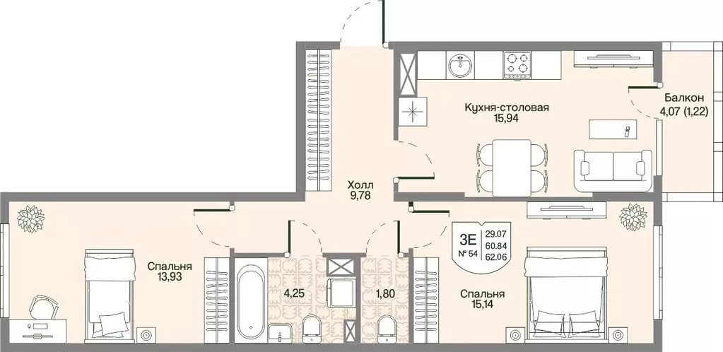 2-к кв. Ленинградская область, Всеволожский район, Бугровское ... - Фото 1