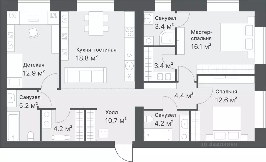 3-к кв. Тюменская область, Тюмень Кремлевская ул., 95 (95.9 м) - Фото 0