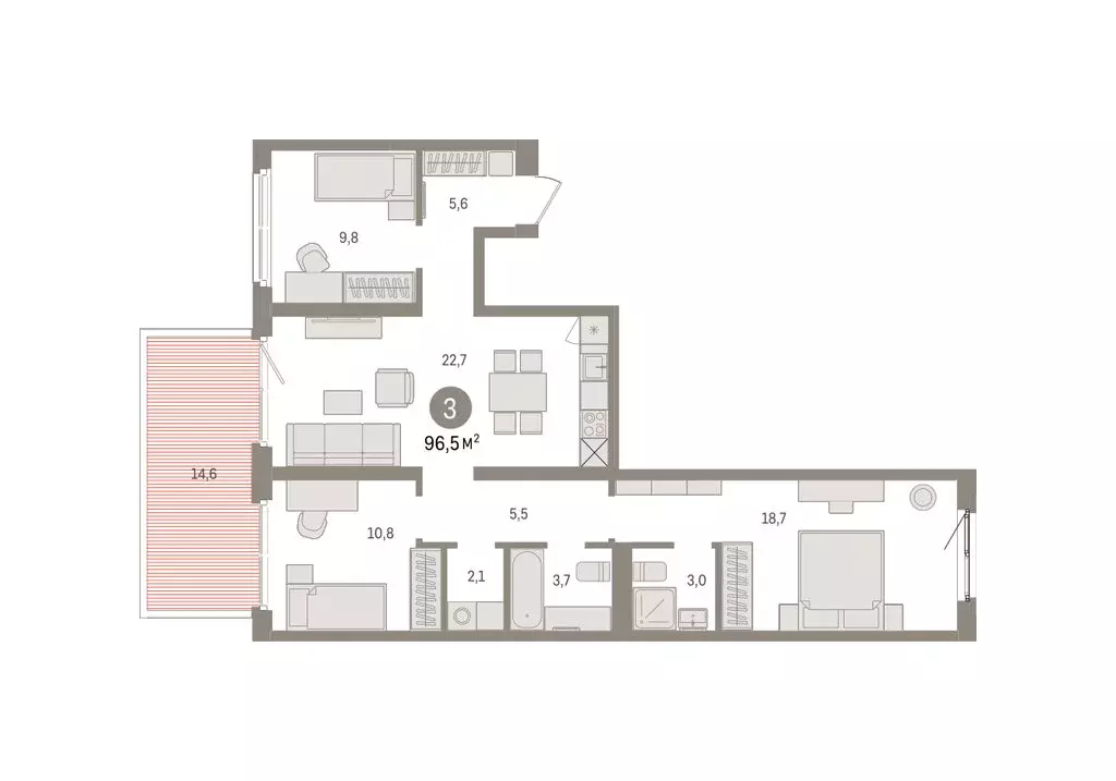 3-комнатная квартира: Екатеринбург, жилой район Юго-Западный, жилой ... - Фото 2