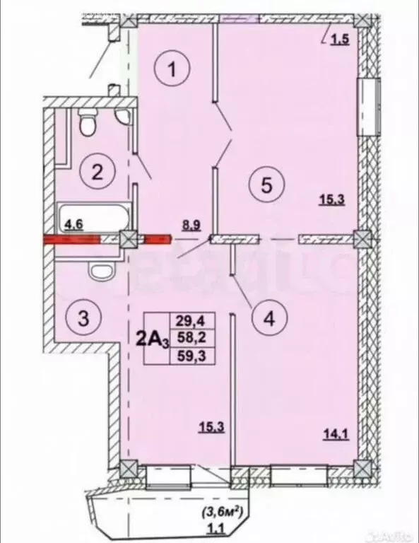 2-комнатная квартира: Абакан, улица Кирова, 185к3 (58 м) - Фото 0