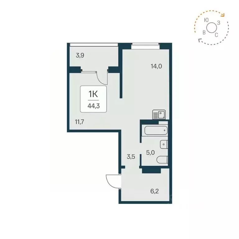 1-к кв. Новосибирская область, Новосибирск Игарская ул., 8 (44.3 м) - Фото 1