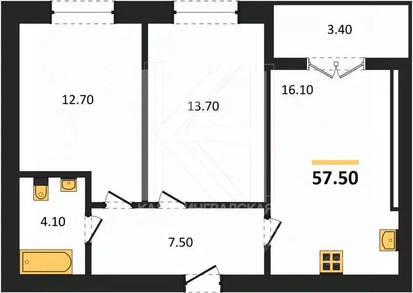 2-к кв. Калининградская область, Калининград ул. Сержанта Мишина, 83к2 ... - Фото 1