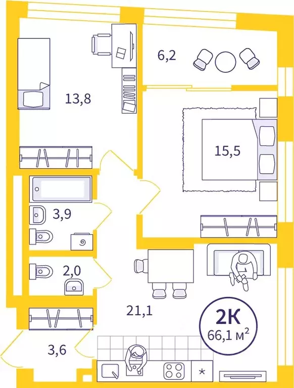 2-к кв. Свердловская область, Екатеринбург ул. Репина, 109 (62.97 м) - Фото 0