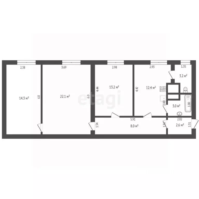 3-к кв. Мордовия, Саранск Мордовская ул., 35к52 (78.8 м) - Фото 1