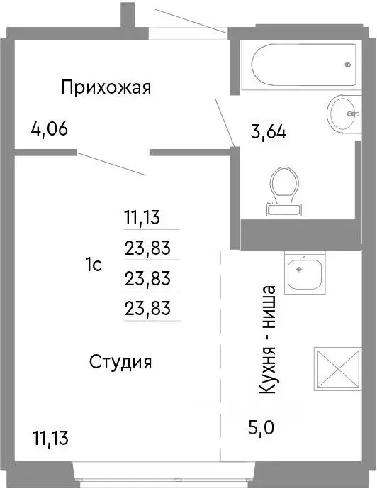 Студия Челябинская область, Челябинск Нефтебазовая ул., 1к2 (23.83 м) - Фото 0