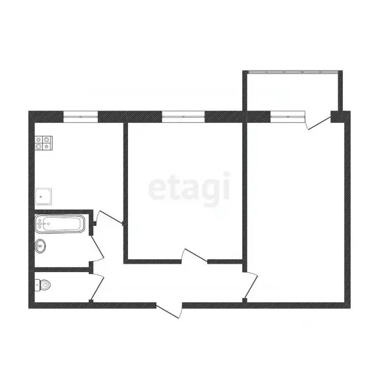 2-к кв. Белгородская область, Белгород ул. Есенина, 12 (50.2 м) - Фото 2