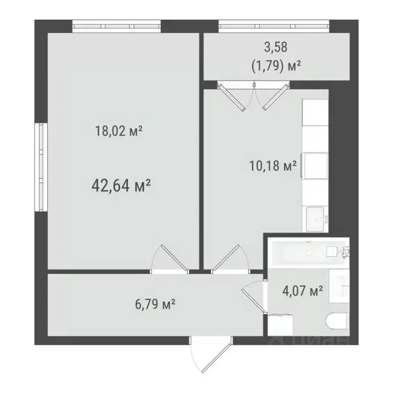 1-к кв. Сахалинская область, Южно-Сахалинск ул. Ленина (40.85 м) - Фото 0