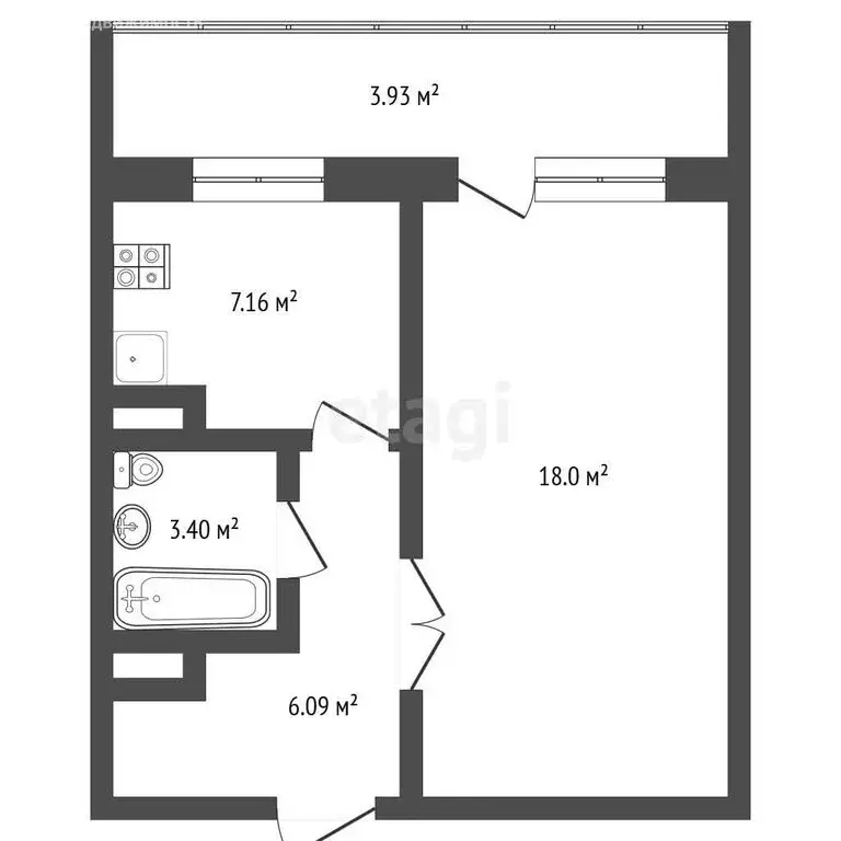 1-комнатная квартира: Томск, Береговая улица, 9 (38.58 м) - Фото 1
