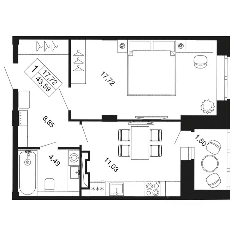 1-к кв. Московская область, Апрелевка Наро-Фоминский городской округ, ... - Фото 1