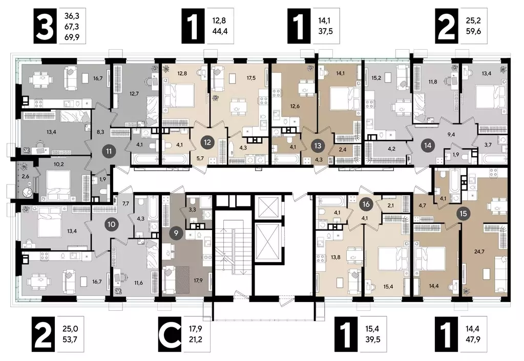 1-к кв. Краснодарский край, Краснодар Догма Парк мкр,  (47.9 м) - Фото 2