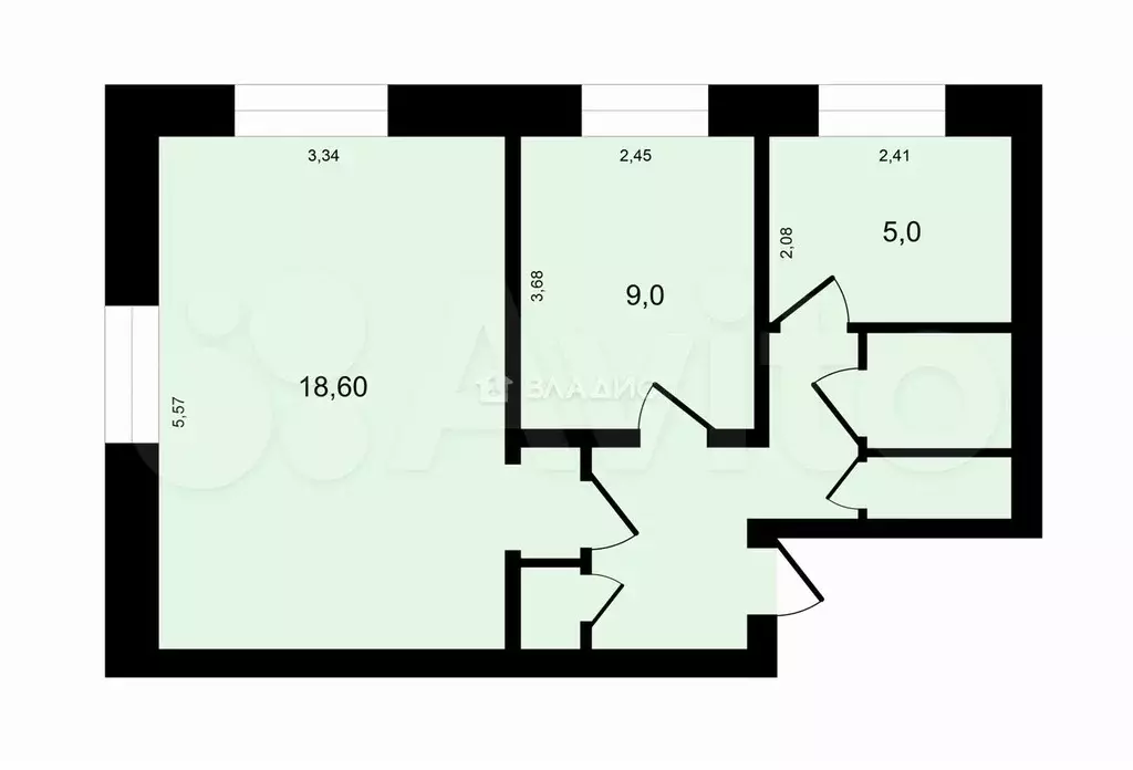 2-к. квартира, 42,1 м, 4/5 эт. - Фото 0