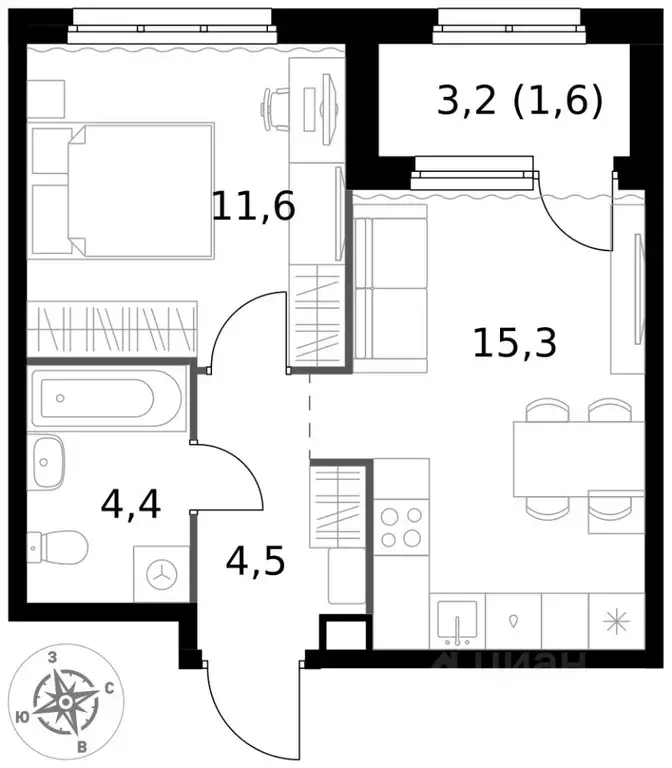 1-к кв. Московская область, Химки Клязьма-Старбеево мкр, Международный ... - Фото 2